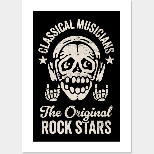 Classical Musicians: The Original Rockstars - Funny Skeleton with Headphones Wall Art by TwistedCharm
